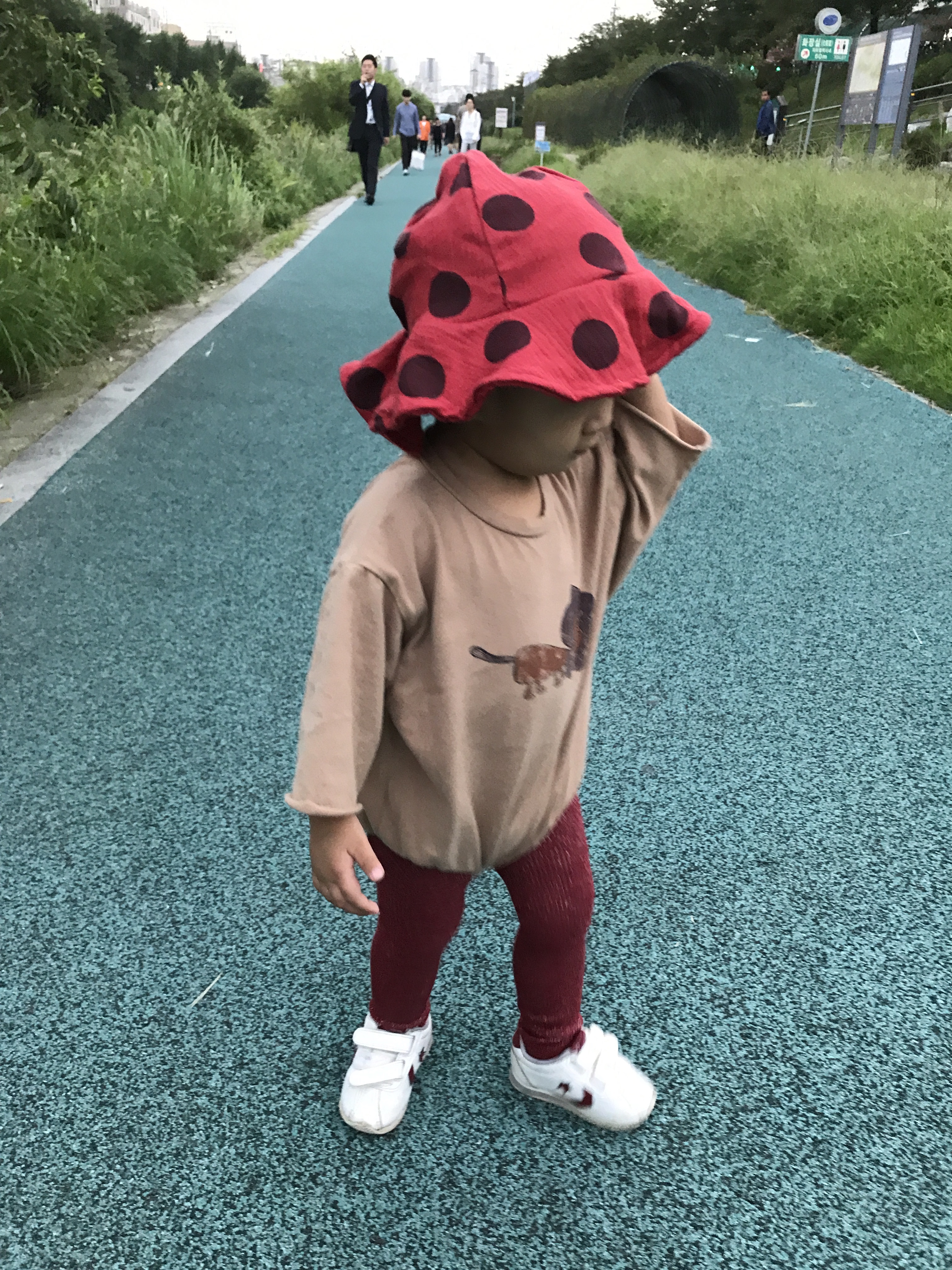 Toddler dotted cap red, yellow, white, green Child