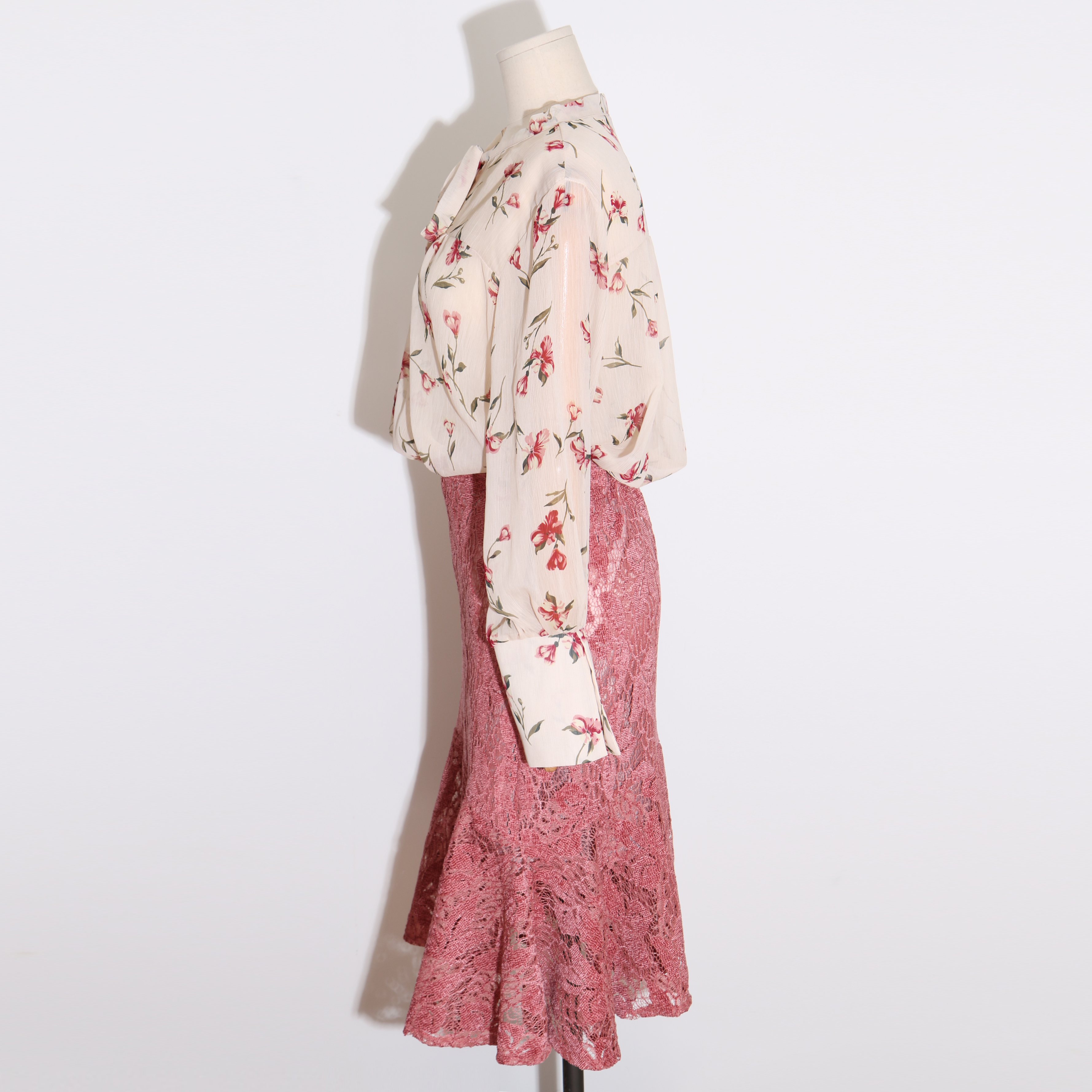 Wedding look frills chiffon flower blouse ribbon g