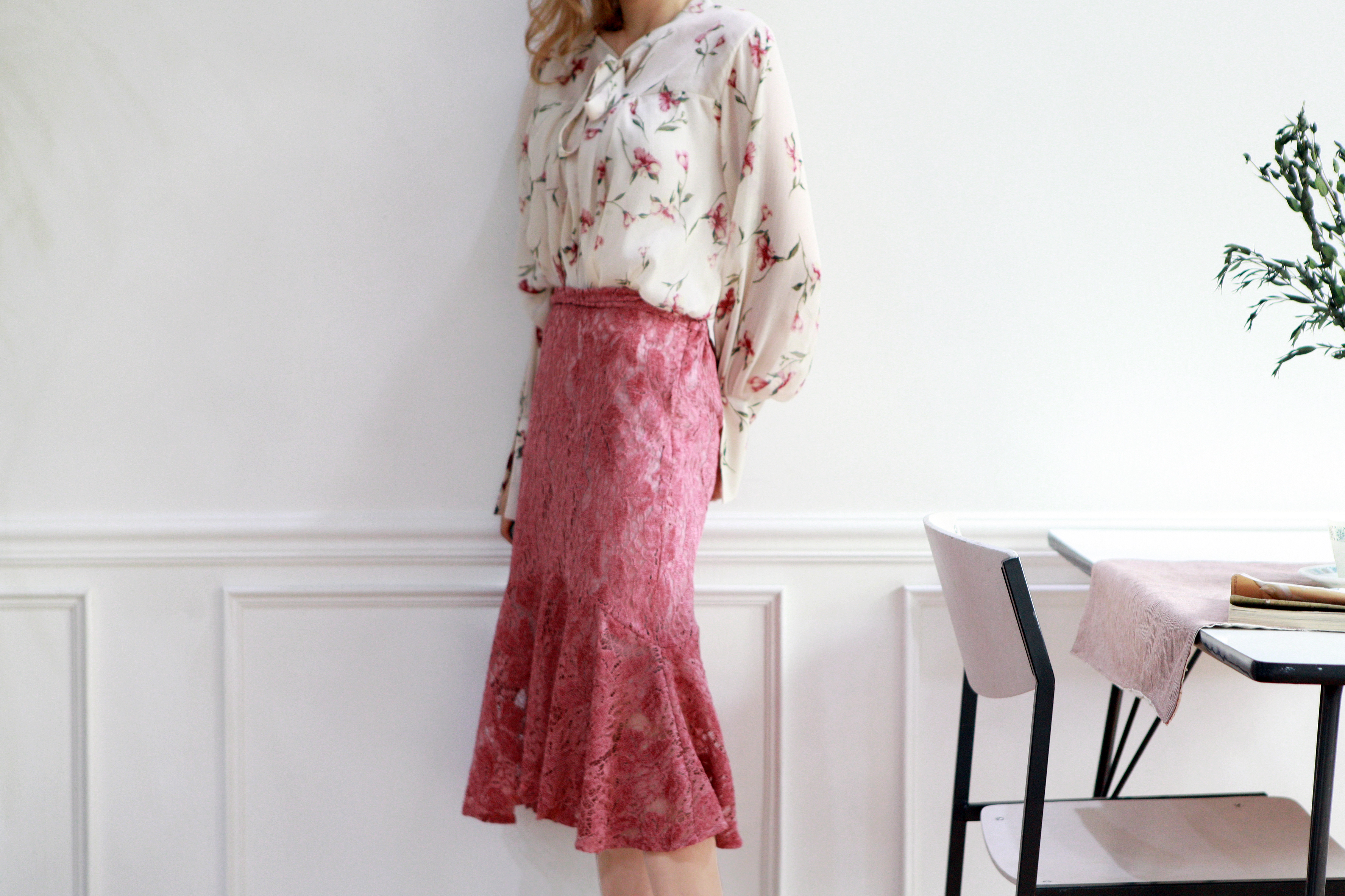 Wedding look frills chiffon flower blouse ribbon g