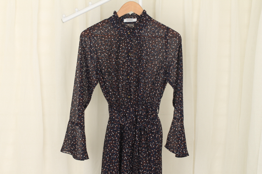 New Women Dress Flower Chiffon Autumn Long Dress R