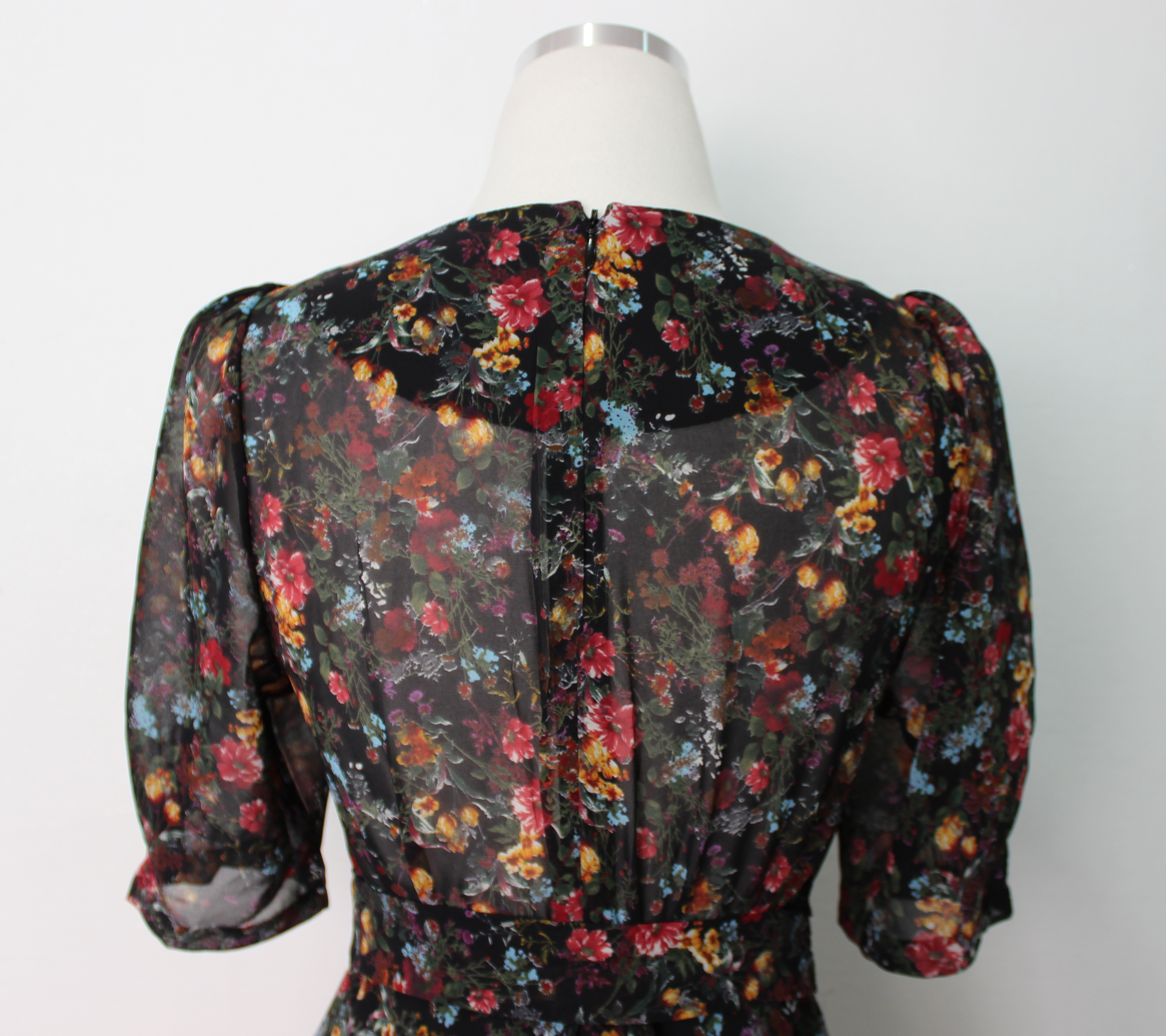 Guest Chiffon Flower Wrap Long Dress Red, Black, B