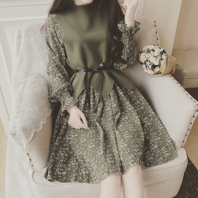 Waist Chiffon Dress One-Piece Green Keen Girl Cody