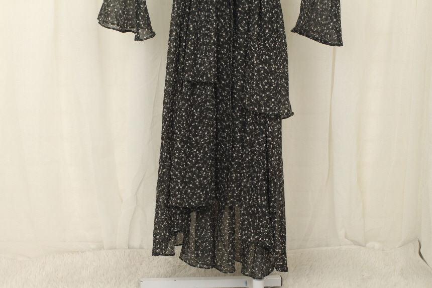 New Women Dress Flower Chiffon Autumn Long Dress R