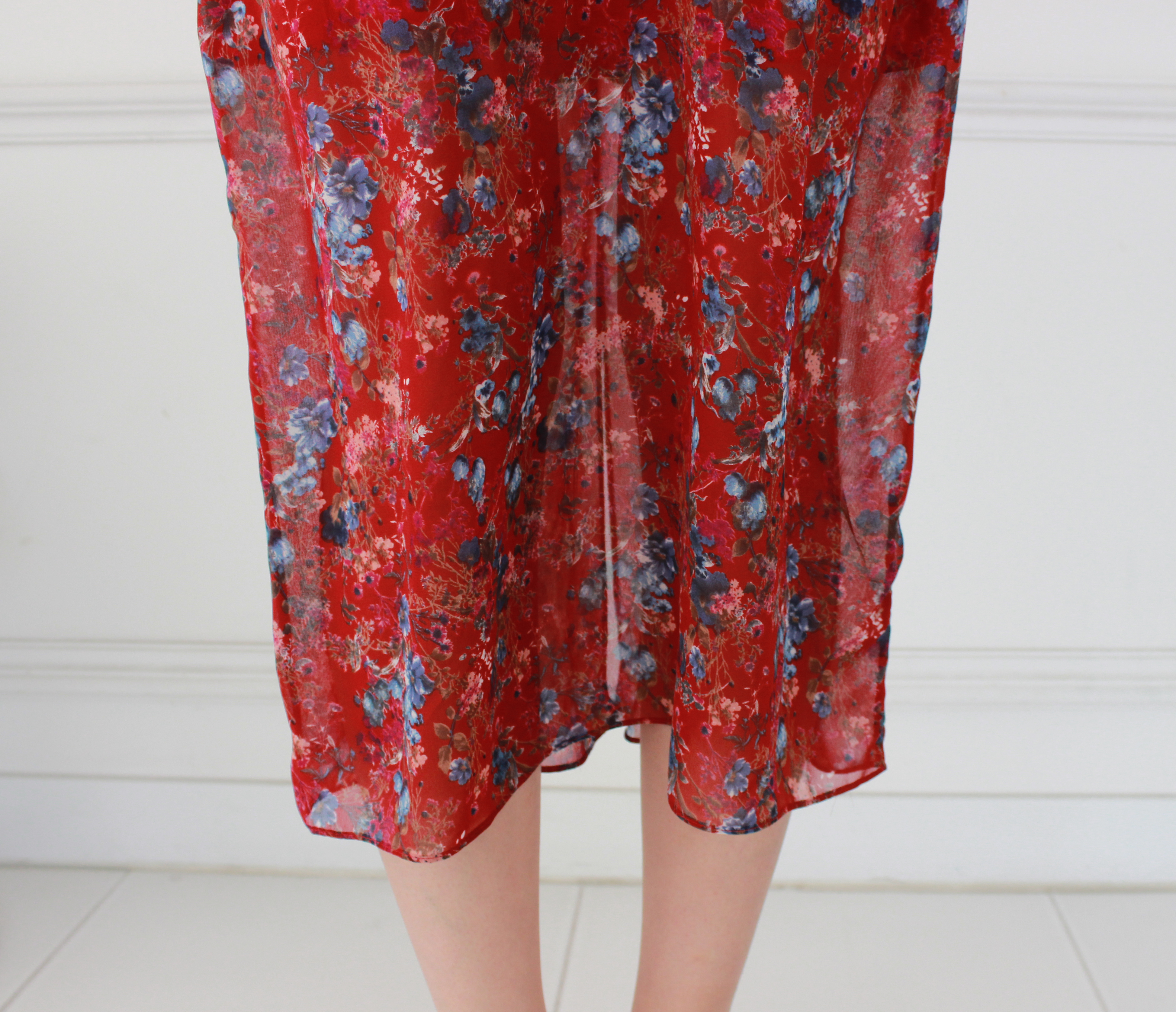 Guest Chiffon Flower Wrap Long Dress Red, Black, B