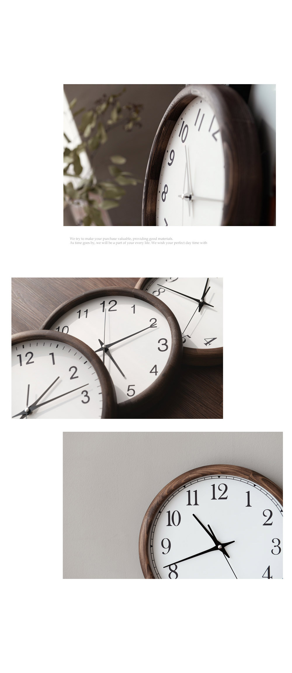 Modern Wooden Round Quiet Wall Clock Living Room O