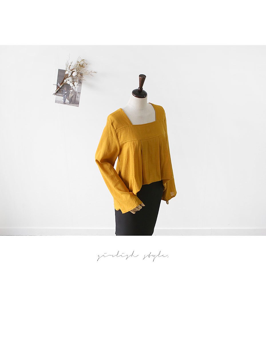 NEW FASHION LADY GIRL Blouse Square Neck Pleated B