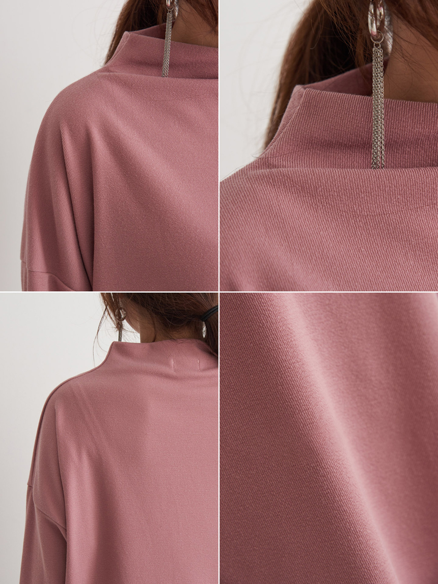 Half Neck Polar Long Sleeve Box T-shirt Women's