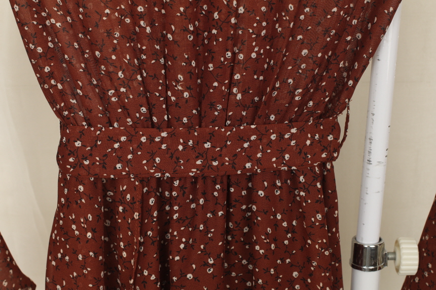 New Women Dress Flower Chiffon Autumn Long Dress R