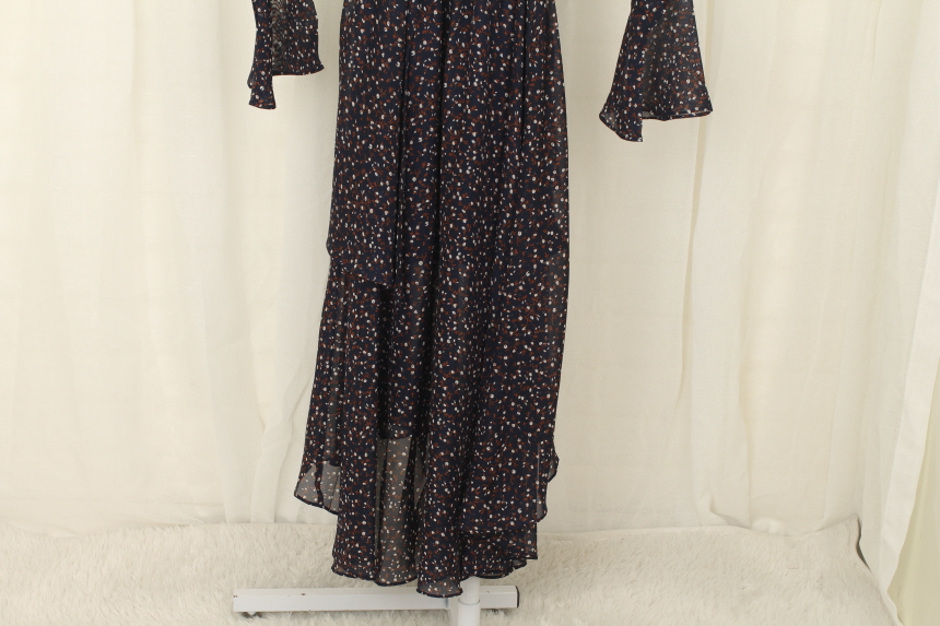 New Women Dress Flower Chiffon Autumn Long Dress R