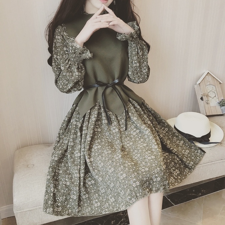 Waist Chiffon Dress One-Piece Green Keen Girl Cody