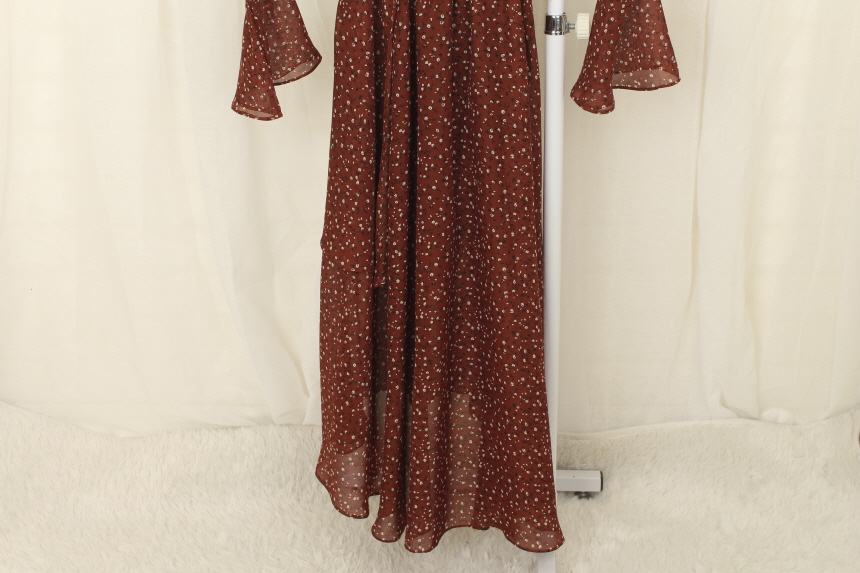 New Women Dress Flower Chiffon Autumn Long Dress R