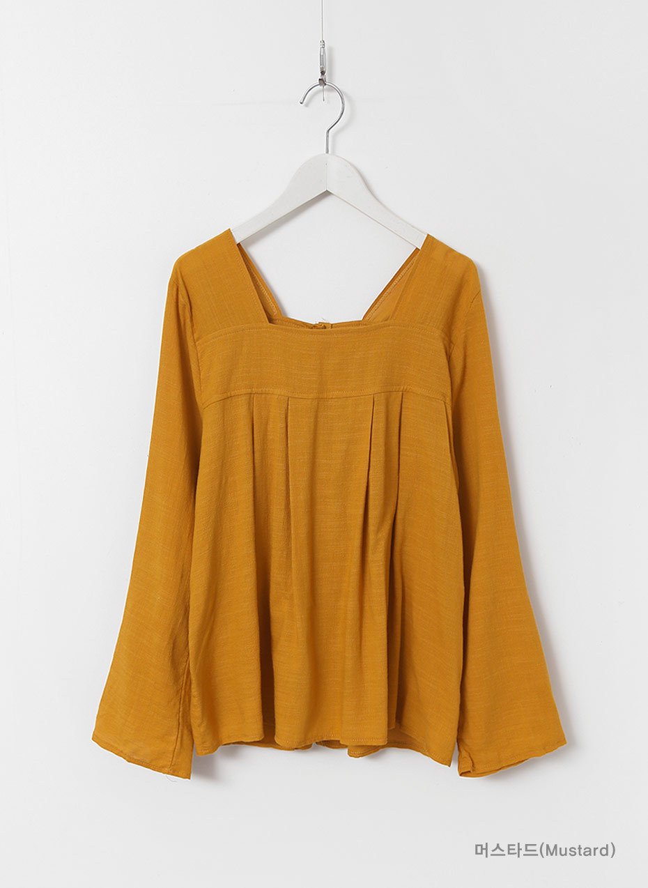 NEW FASHION LADY GIRL Blouse Square Neck Pleated B