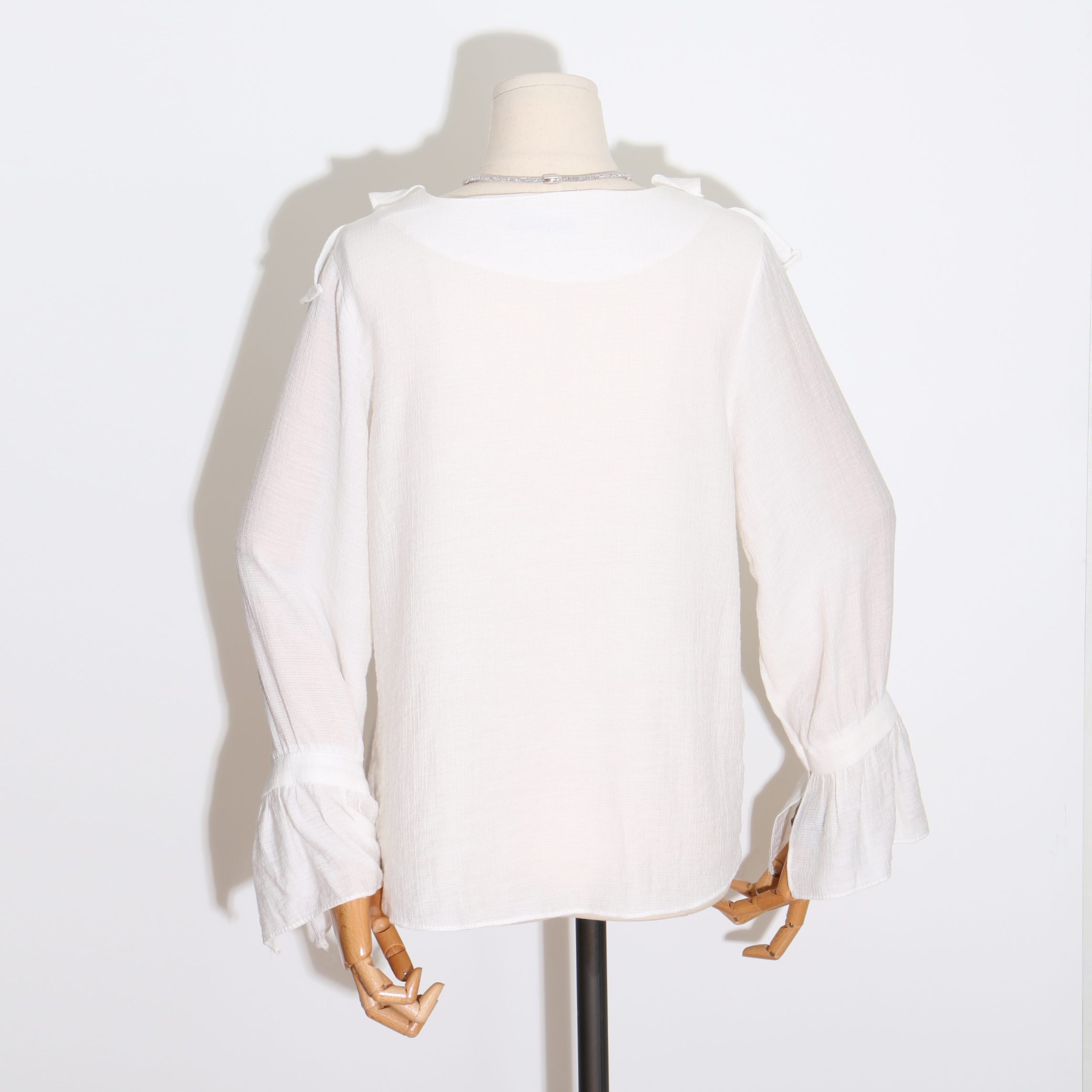 Wedding look frills chiffon flower blouse ribbon g