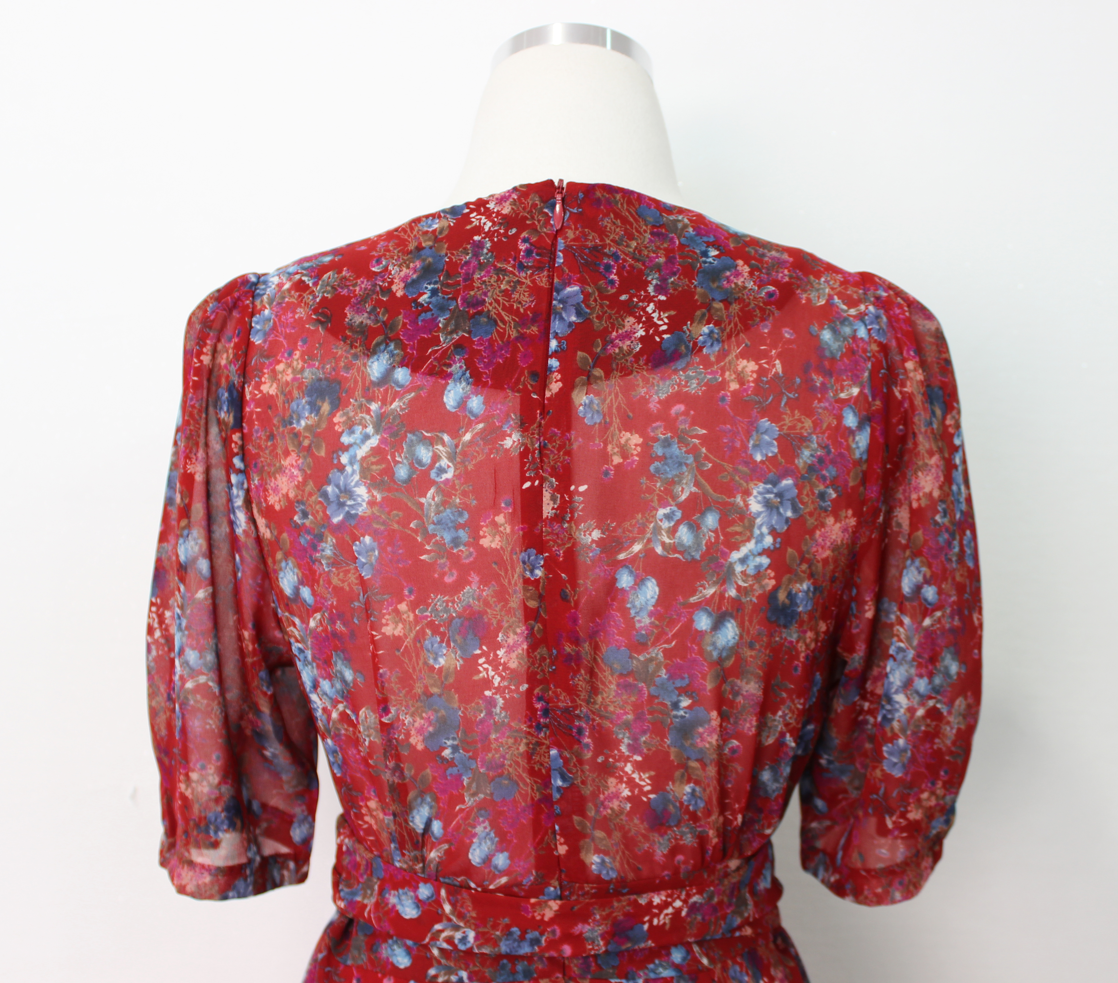 Guest Chiffon Flower Wrap Long Dress Red, Black, B