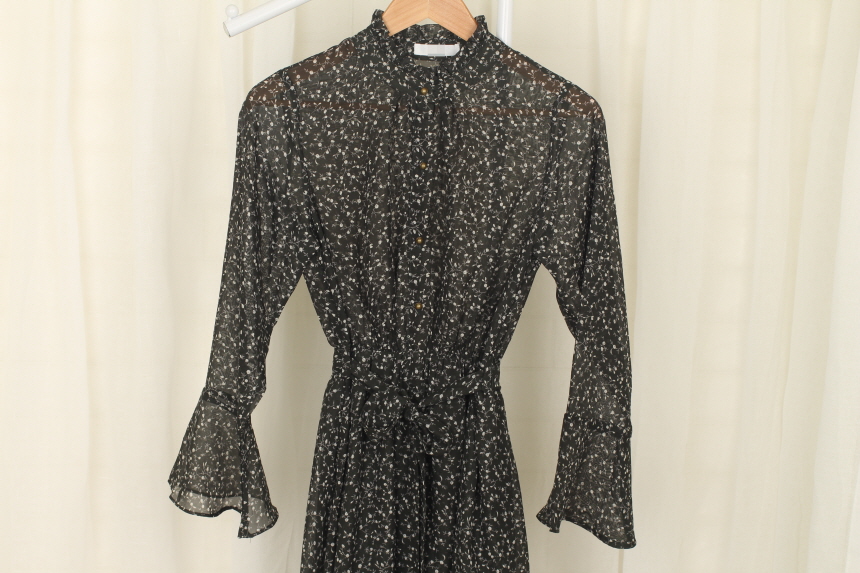 New Women Dress Flower Chiffon Autumn Long Dress R