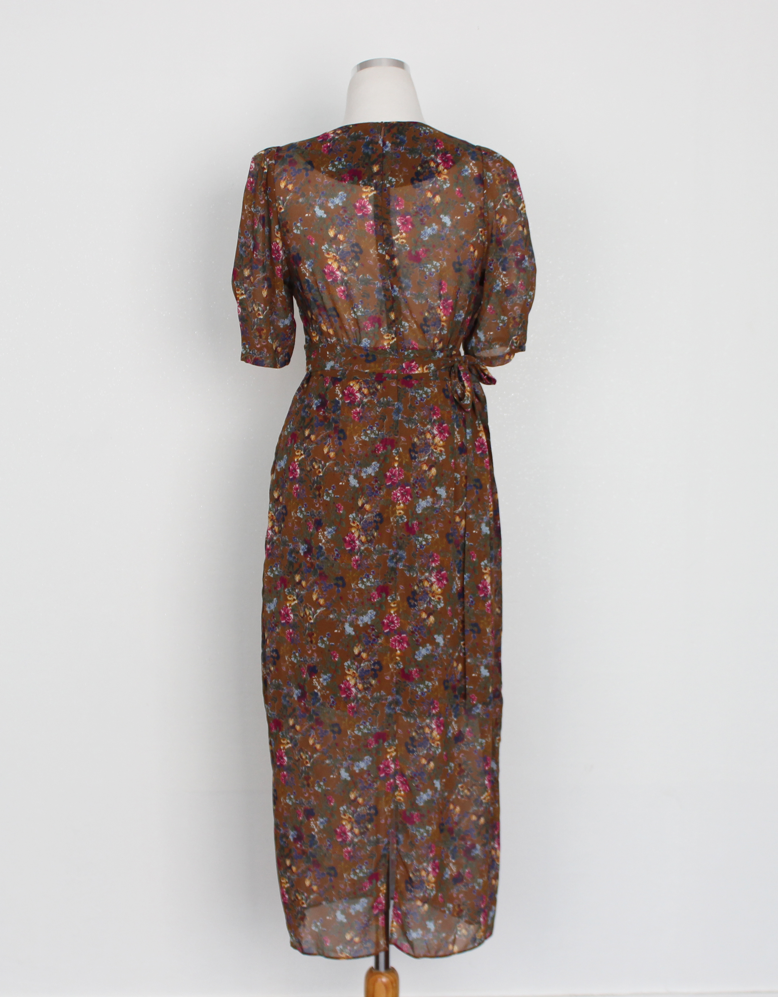 Guest Chiffon Flower Wrap Long Dress Red, Black, B