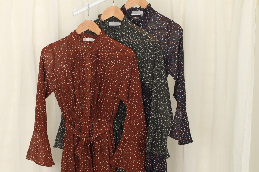 New Women Dress Flower Chiffon Autumn Long Dress R