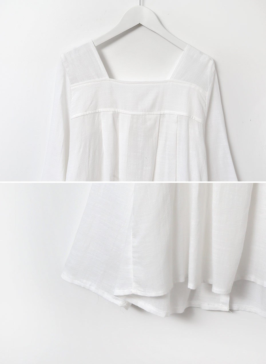 NEW FASHION LADY GIRL Blouse Square Neck Pleated B