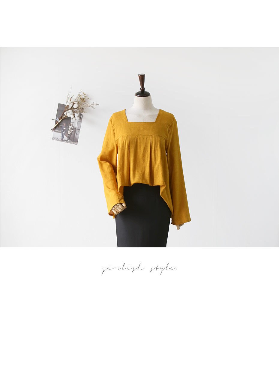 NEW FASHION LADY GIRL Blouse Square Neck Pleated B