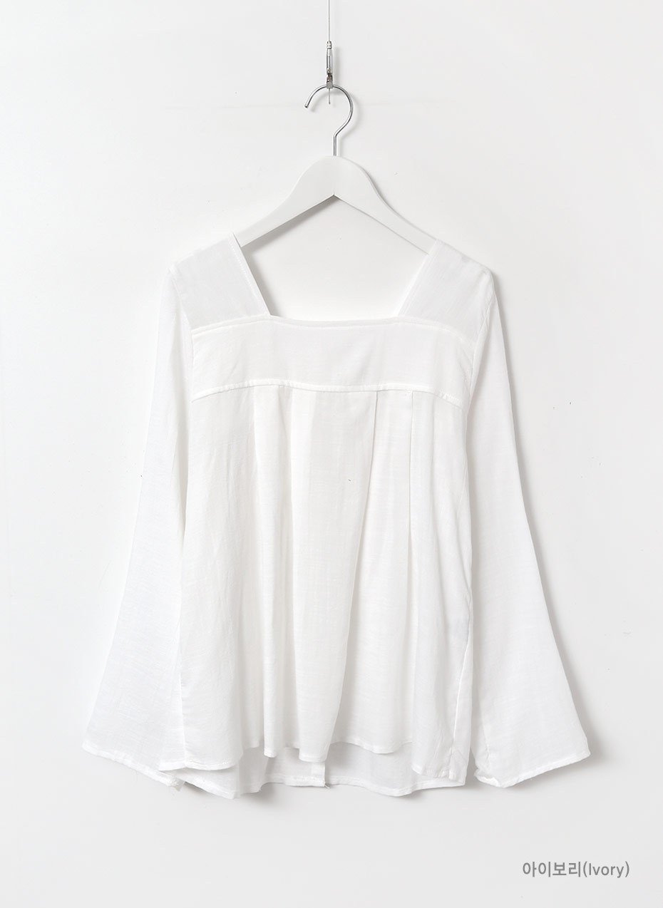 NEW FASHION LADY GIRL Blouse Square Neck Pleated B