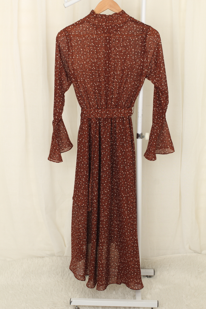 New Women Dress Flower Chiffon Autumn Long Dress R