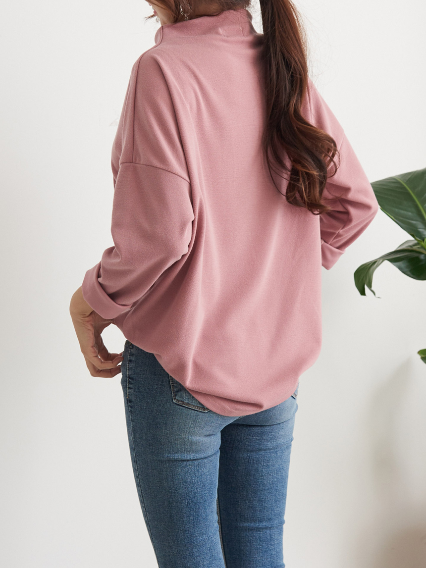 Half Neck Polar Long Sleeve Box T-shirt Women's