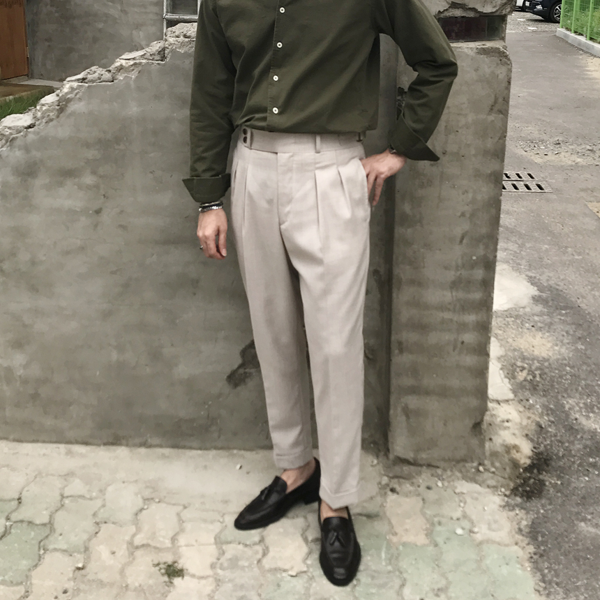 New Men's Pants lapel Gurka Slacks Pants Pants 