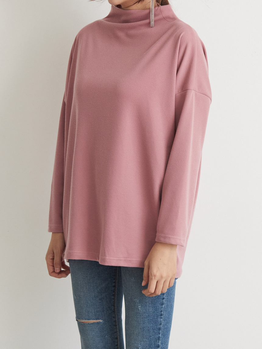 Half Neck Polar Long Sleeve Box T-shirt Women's