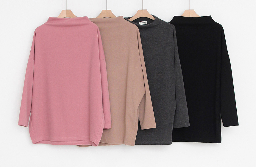 Half Neck Polar Long Sleeve Box T-shirt Women's