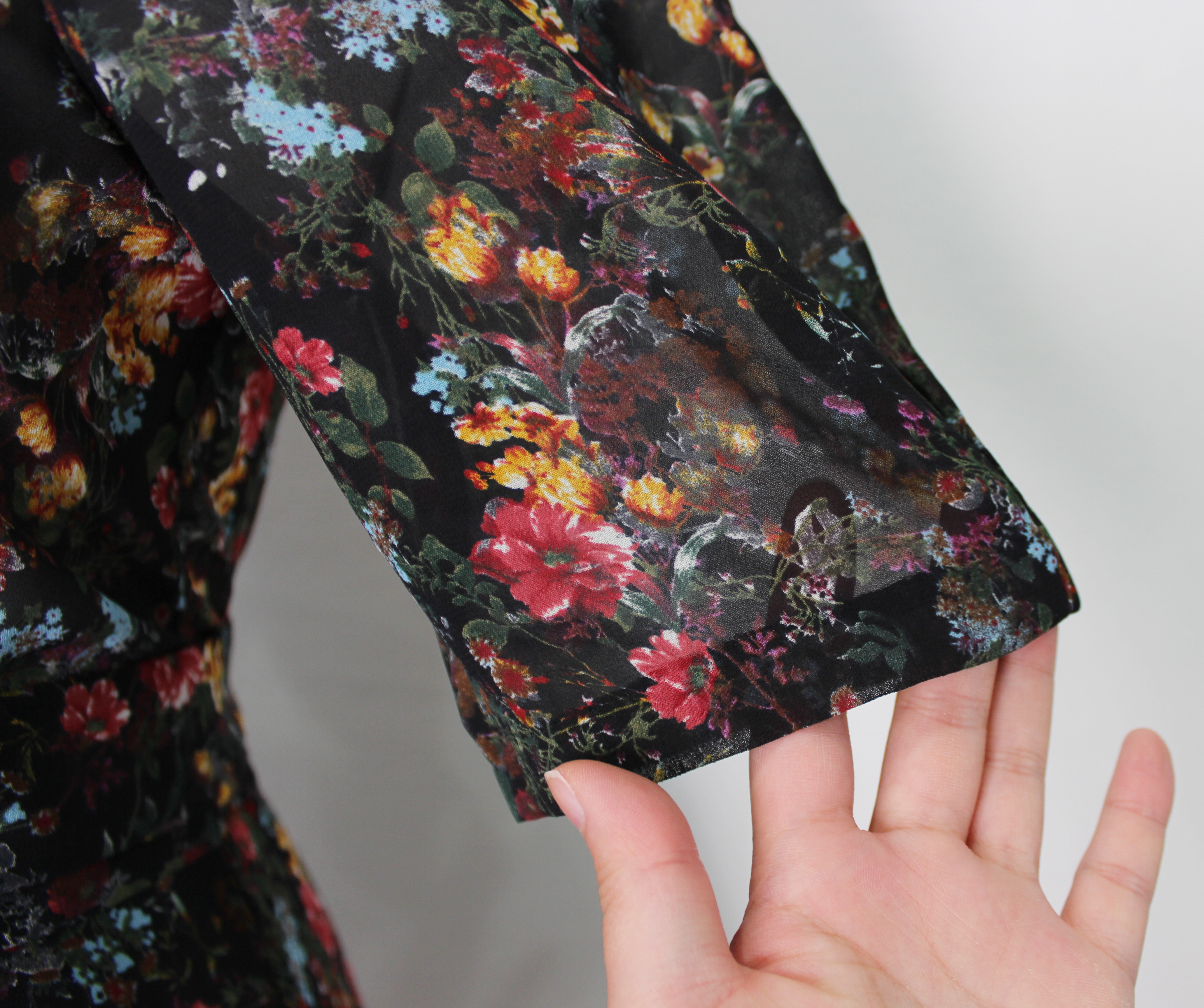 Guest Chiffon Flower Wrap Long Dress Red, Black, B