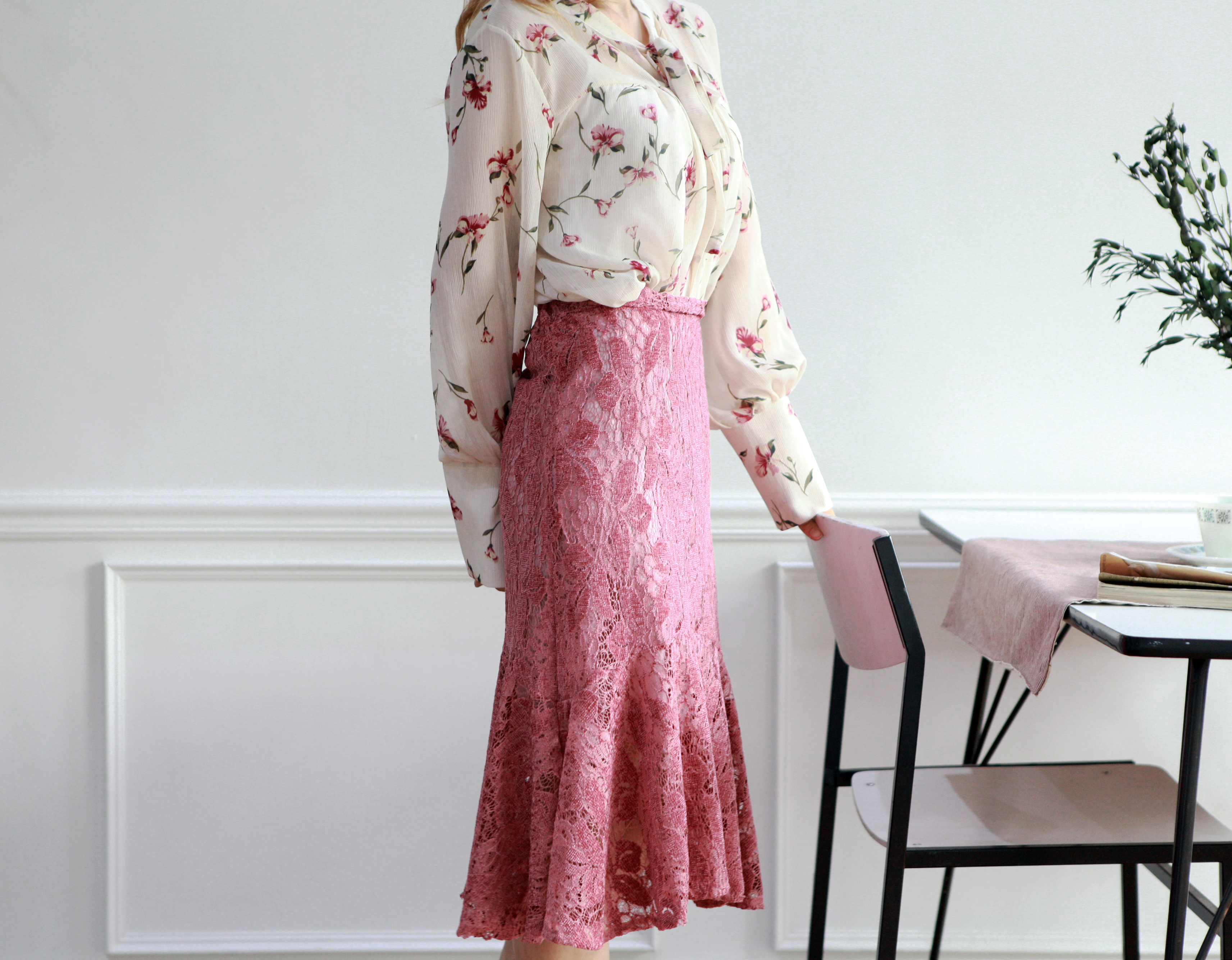 Wedding look frills chiffon flower blouse ribbon g