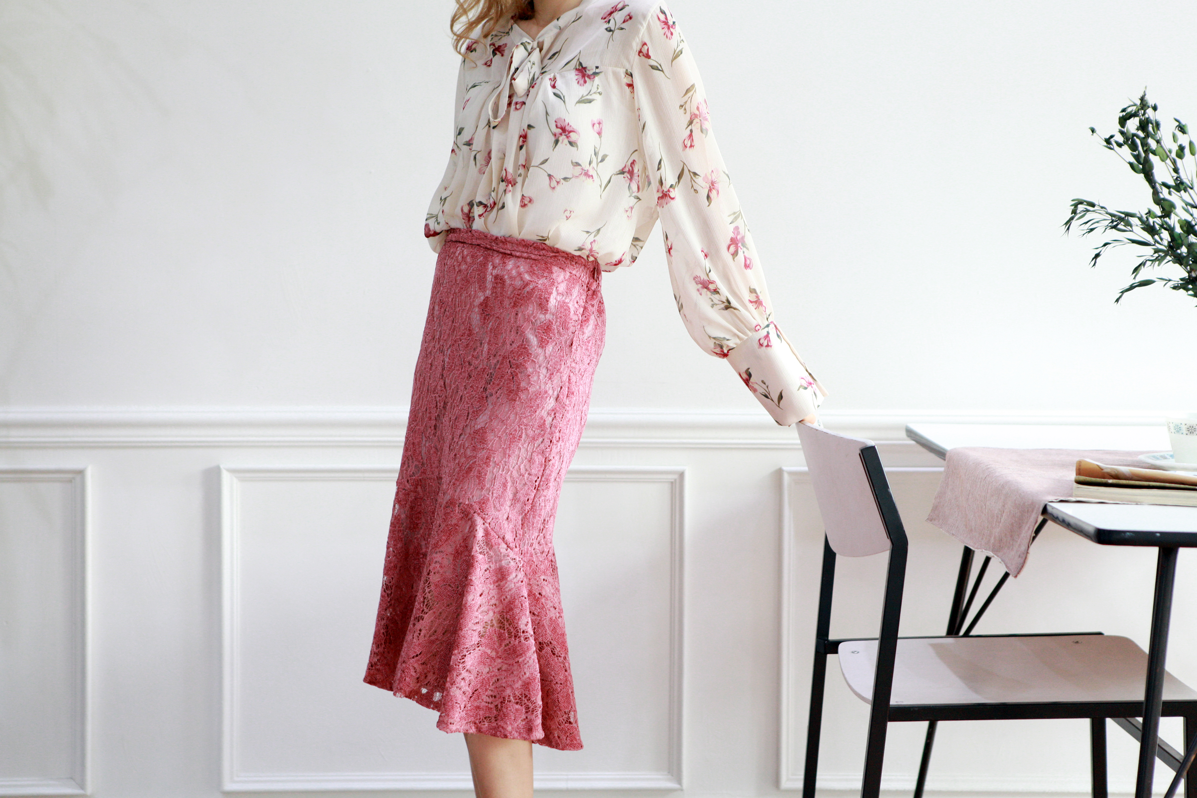 Wedding look frills chiffon flower blouse ribbon g