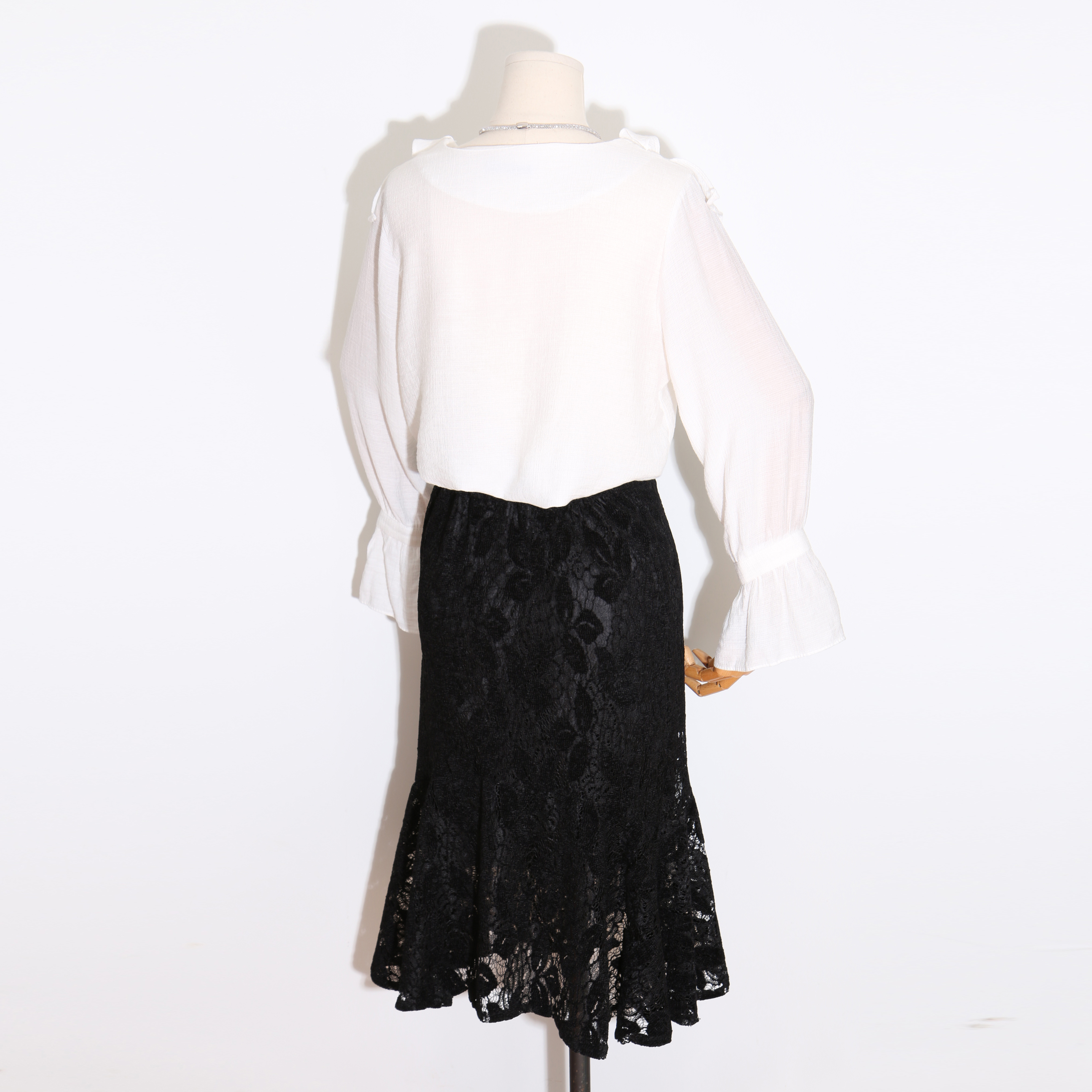 Wedding look frills chiffon flower blouse ribbon g