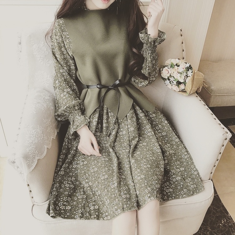 Waist Chiffon Dress One-Piece Green Keen Girl Cody