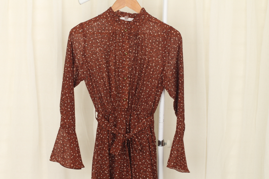 New Women Dress Flower Chiffon Autumn Long Dress R