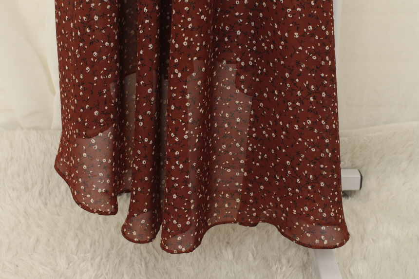 New Women Dress Flower Chiffon Autumn Long Dress R