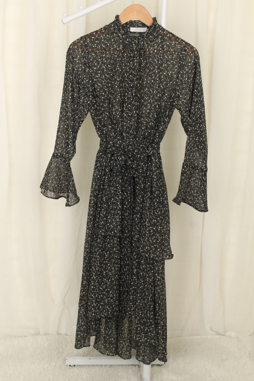 New Women Dress Flower Chiffon Autumn Long Dress R