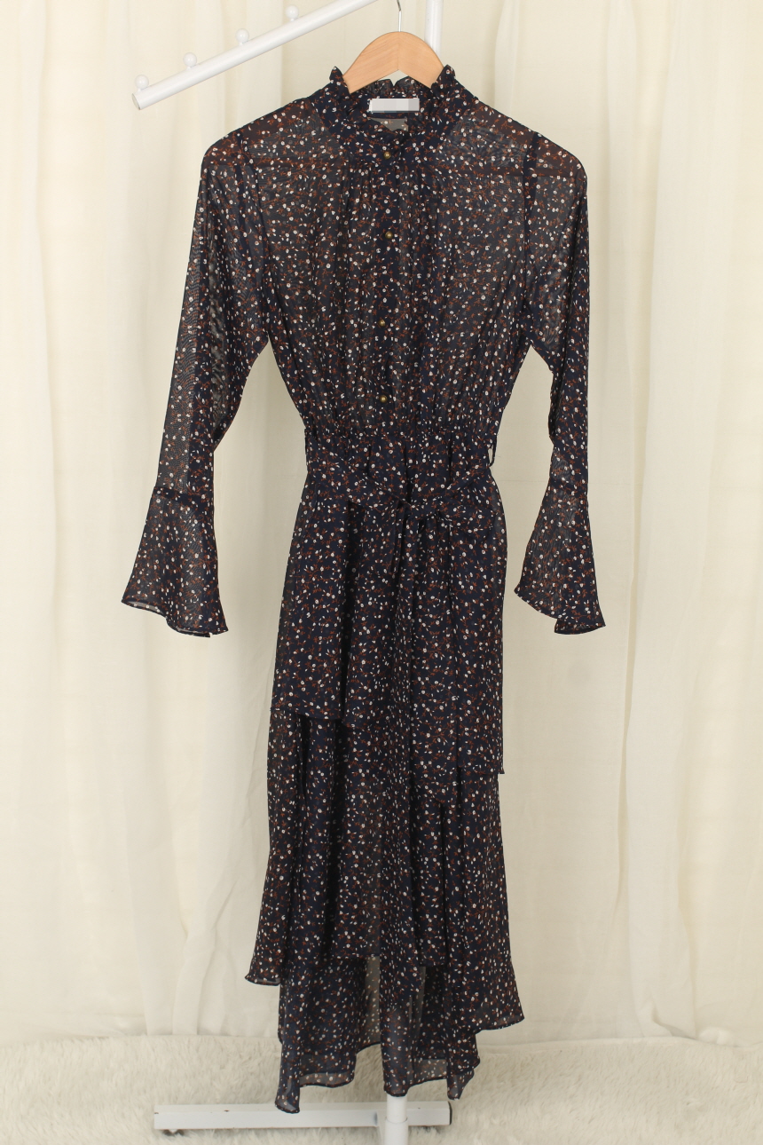 New Women Dress Flower Chiffon Autumn Long Dress R