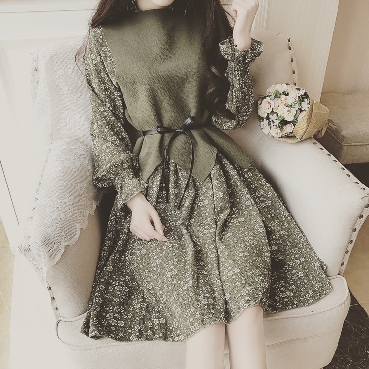 Waist Chiffon Dress One-Piece Green Keen Girl Cody