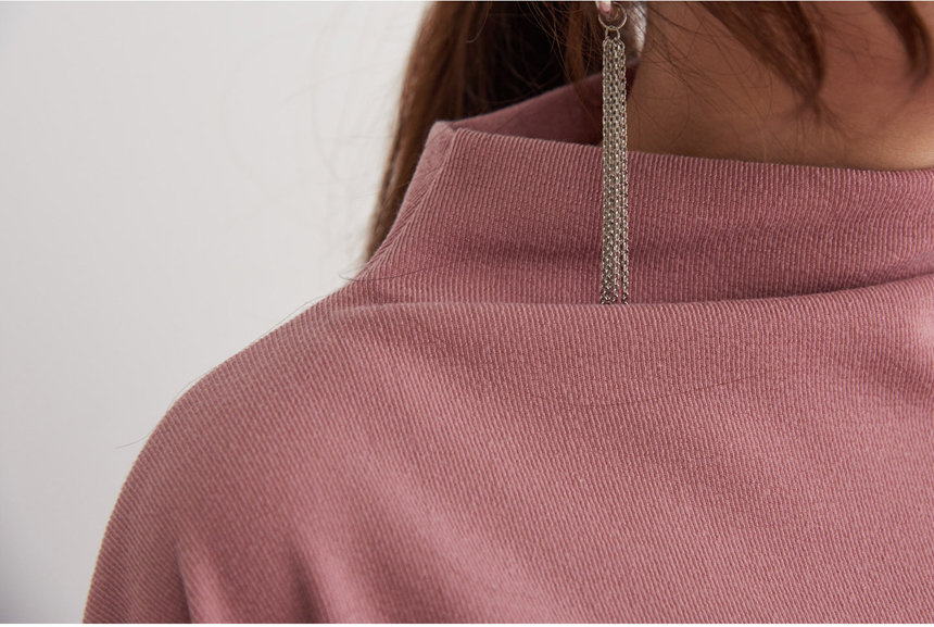 Half Neck Polar Long Sleeve Box T-shirt Women's