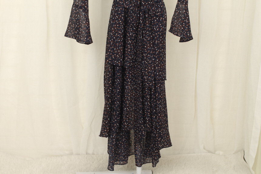 New Women Dress Flower Chiffon Autumn Long Dress R