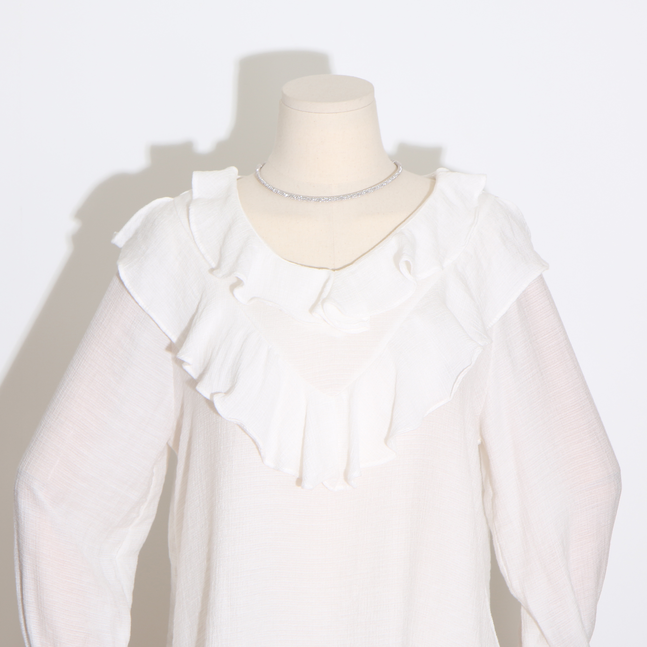 Wedding look frills chiffon flower blouse ribbon g
