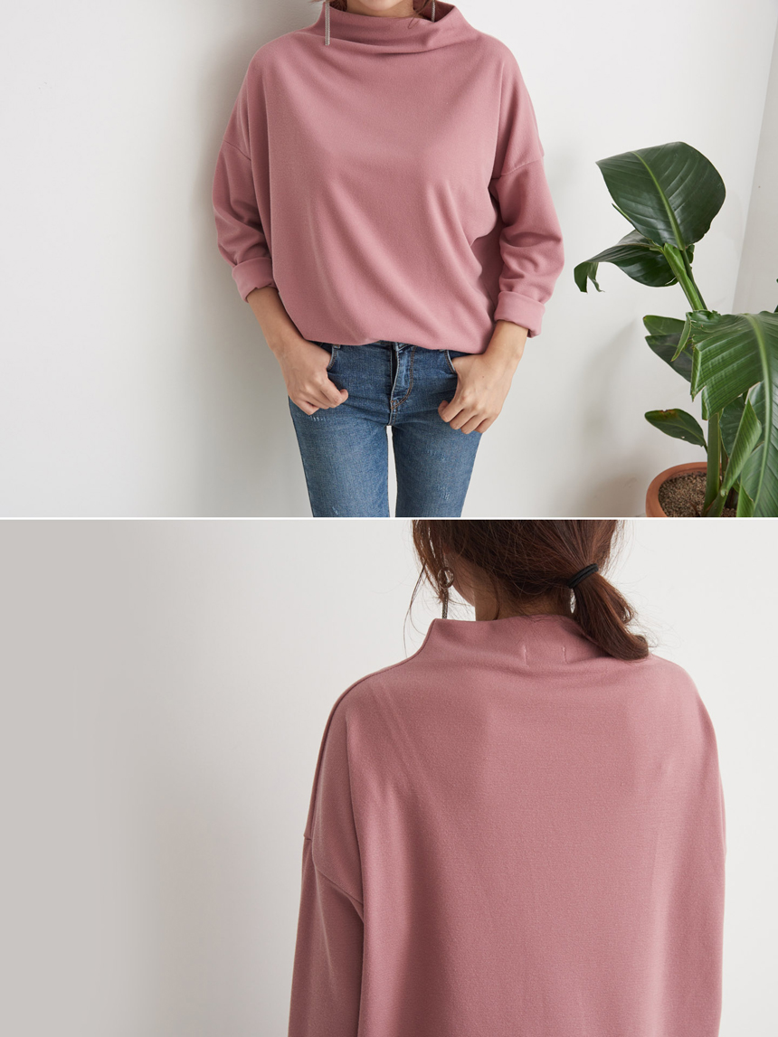 Half Neck Polar Long Sleeve Box T-shirt Women's