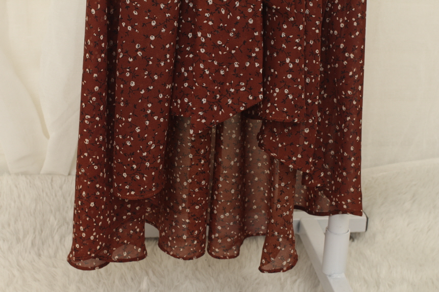 New Women Dress Flower Chiffon Autumn Long Dress R