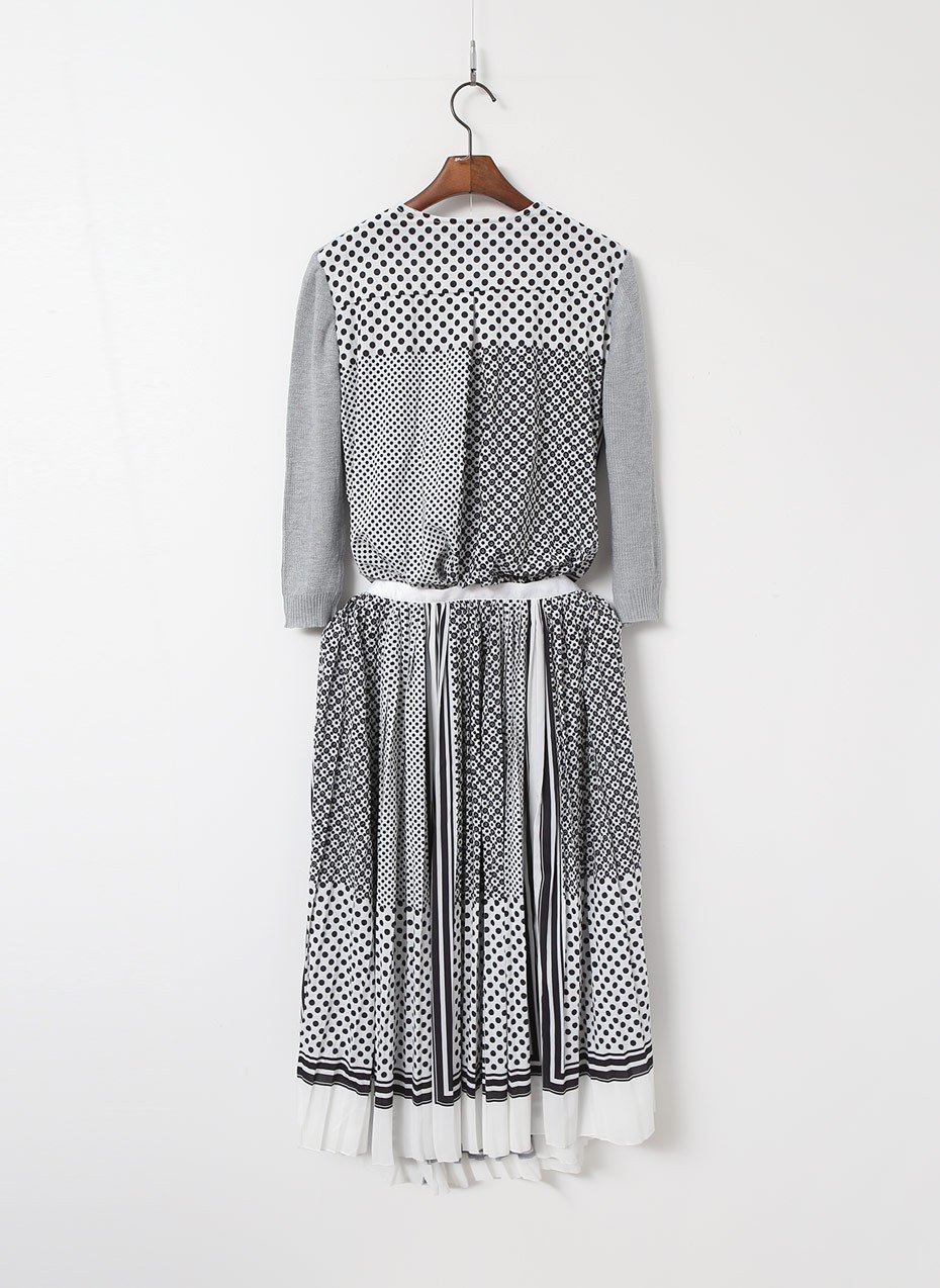 20s to 30s Premium Jein Knit Chiffon Long Dress On