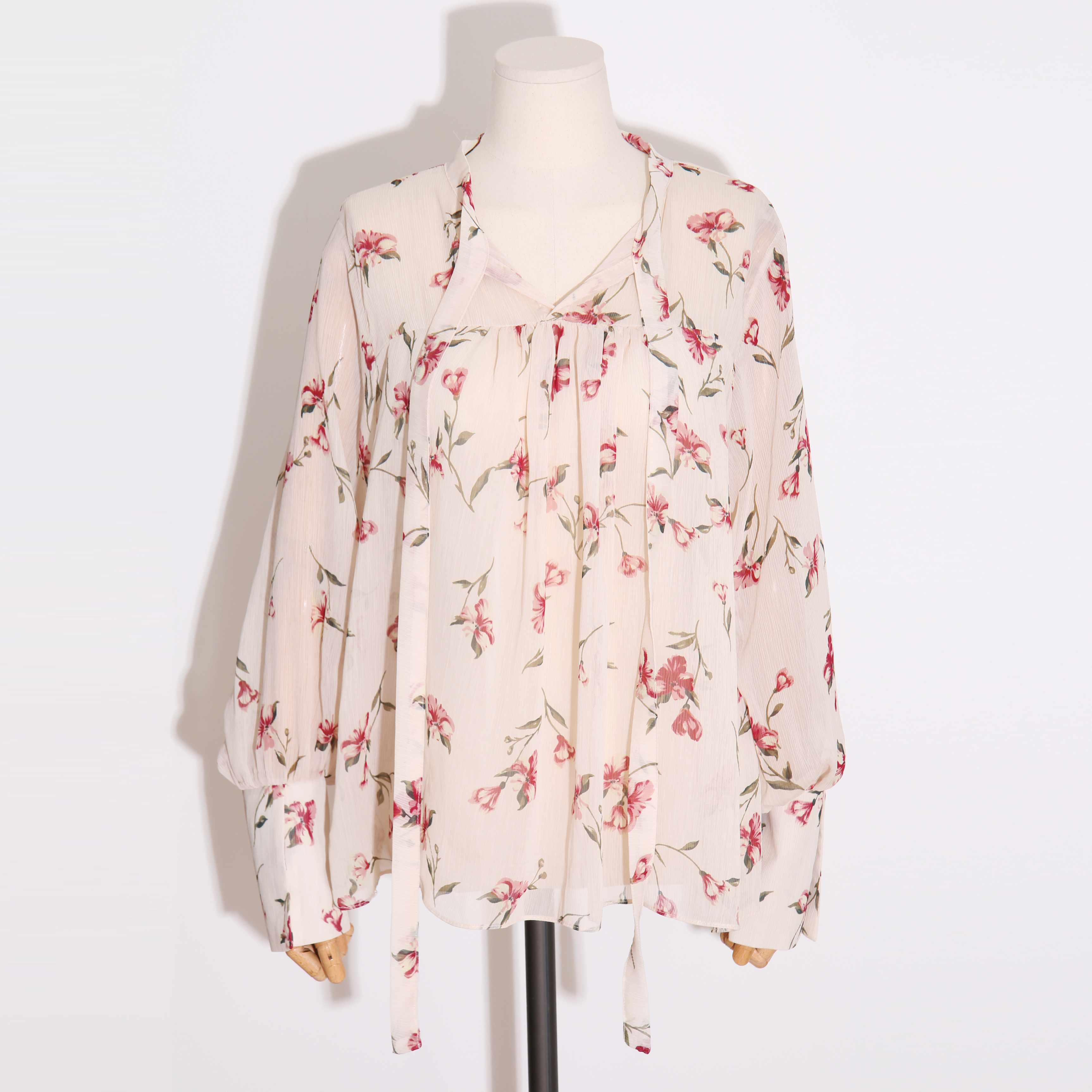 Wedding look frills chiffon flower blouse ribbon g