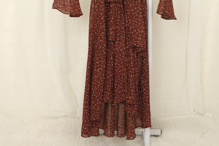 New Women Dress Flower Chiffon Autumn Long Dress R