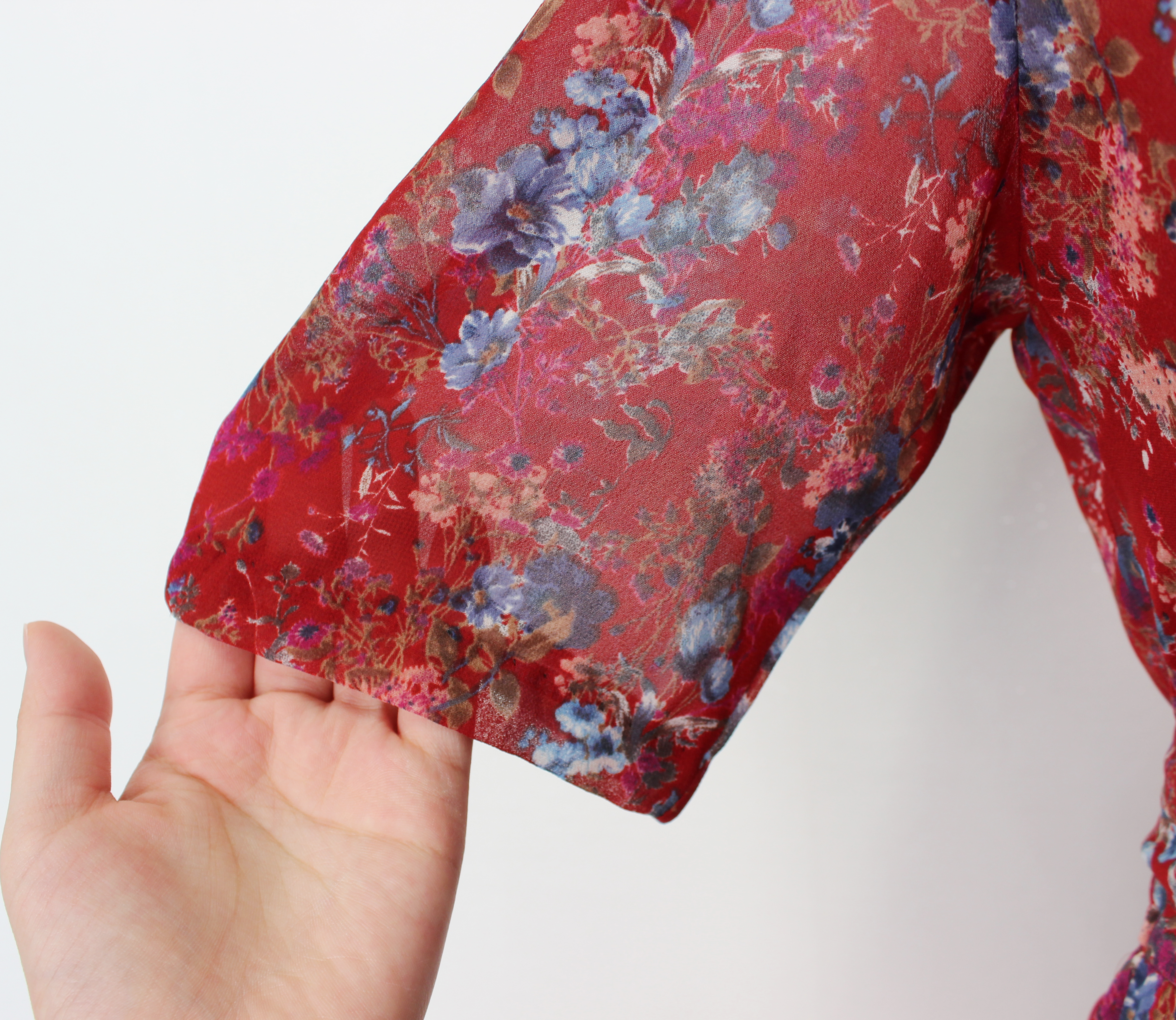 Guest Chiffon Flower Wrap Long Dress Red, Black, B