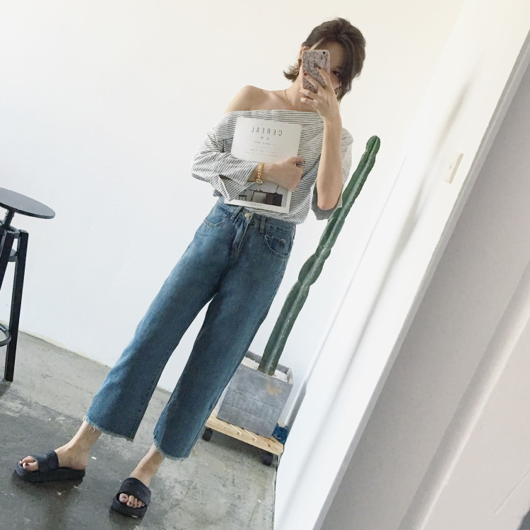 Women Jeans Pants Date high waist 9 pants denim wi