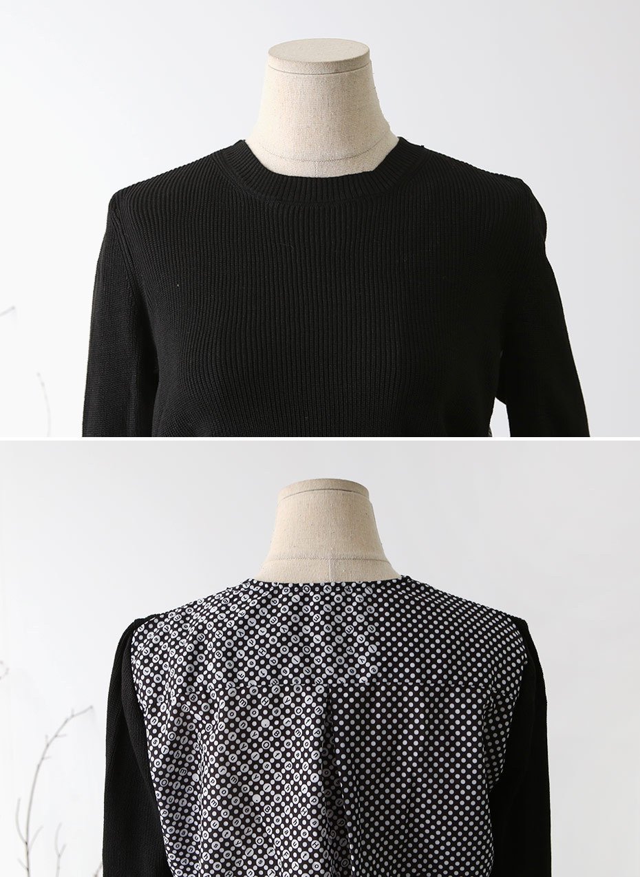 20s to 30s Premium Jein Knit Chiffon Long Dress On